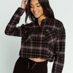 RSQ cropped flannel shirt